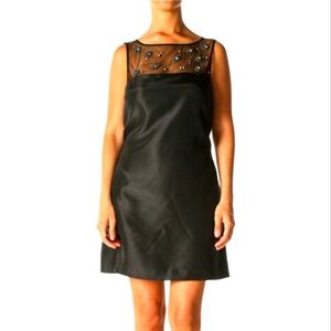 Pearl Georgina Chapman of Marchesa Black Mesh Embellished A-line Dress Size 14
